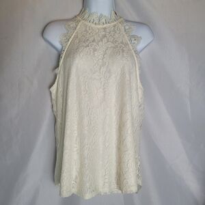 NWT Maurice's Ivory Lace Feminine Halter Top Women's Size Medium